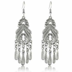 Earrings ~ Silver ~ Bohemian ~ Dangle ~ Tassel